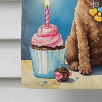 Chocolate Toy Poodle Happy Birthday House Flag