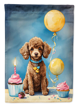 Chocolate Toy Poodle Happy Birthday House Flag