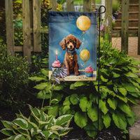 Chocolate Toy Poodle Happy Birthday Garden Flag