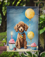 Chocolate Toy Poodle Happy Birthday Garden Flag
