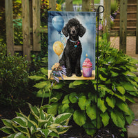 Black Standard Poodle Happy Birthday Garden Flag