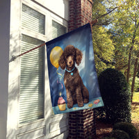 Chocolate Standard Poodle Happy Birthday House Flag