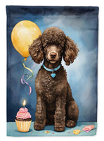 Chocolate Standard Poodle Happy Birthday House Flag