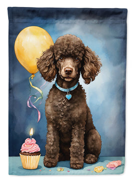 Chocolate Standard Poodle Happy Birthday House Flag