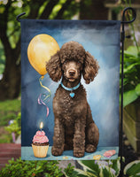 Chocolate Standard Poodle Happy Birthday Garden Flag