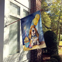 Basset Hound Happy Birthday House Flag