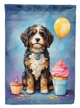 Bernedoodle Happy Birthday Garden Flag
