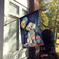 Bichon Frise Happy Birthday House Flag