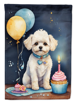 Bichon Frise Happy Birthday House Flag