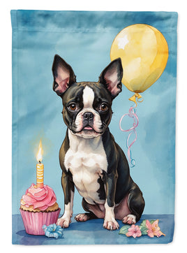 Boston Terrier Happy Birthday House Flag