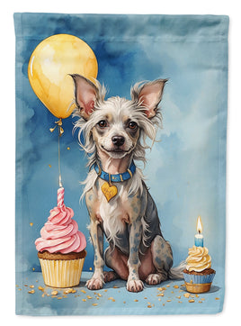 Chinese Crested Happy Birthday Garden Flag