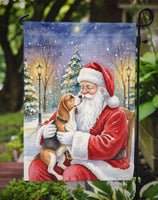 Beagle with Santa Claus Garden Flag