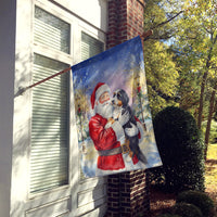Bernedoodle with Santa Claus House Flag