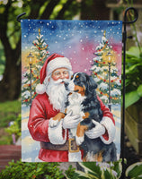 Bernese Mountain Dog with Santa Claus Garden Flag