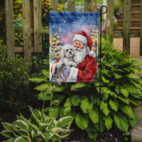 Bichon Frise with Santa Claus Garden Flag