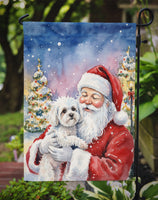 Bichon Frise with Santa Claus Garden Flag