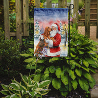 Bloodhound with Santa Claus Garden Flag