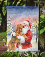 Bloodhound with Santa Claus Garden Flag