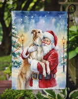Borzoi/ with Santa Claus Garden Flag