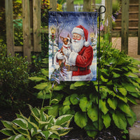 Red Boston Terrier with Santa Claus Garden Flag