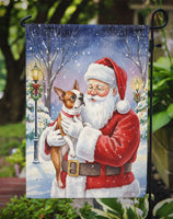 Red Boston Terrier with Santa Claus Garden Flag