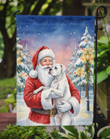 White Boxer with Santa Claus Garden Flag
