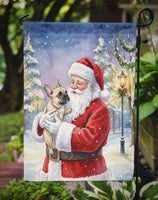 French Bulldog with Santa Claus Garden Flag