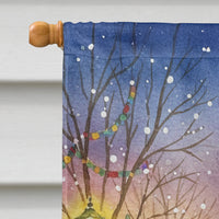 White Pit Bull Terrier with Santa Claus House Flag