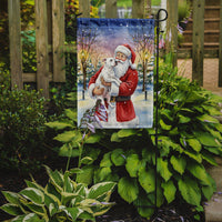 White Pit Bull Terrier with Santa Claus Garden Flag