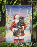 Rottweiler with Santa Claus Garden Flag
