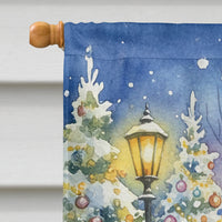 Samoyed with Santa Claus House Flag