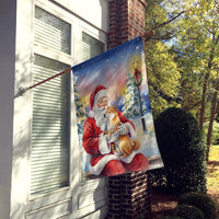 Shiba Inu with Santa Claus House Flag