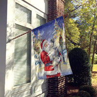 Siberian Husky with Santa Claus House Flag