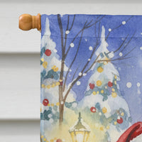 Siberian Husky with Santa Claus House Flag