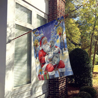 Weimaraner with Santa Claus House Flag