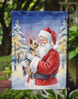 Yorkie with Santa Claus Garden Flag