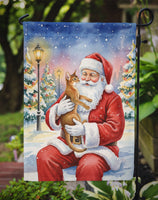 Abyssinian Cat with Santa Claus Garden Flag