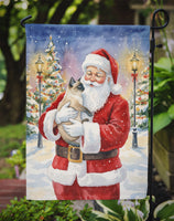 Siamese Cat with Santa Claus Garden Flag