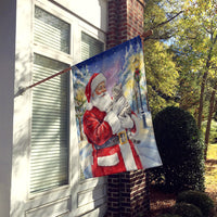 Silver Classic Tabby Cat with Santa Claus House Flag
