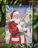 Silver Classic Tabby Cat with Santa Claus Garden Flag