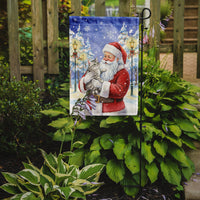 Silver Mackerel Tabby Cat with Santa Claus Garden Flag