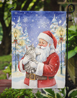 Silver Mackerel Tabby Cat with Santa Claus Garden Flag