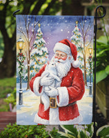 White Cat with Santa Claus Garden Flag