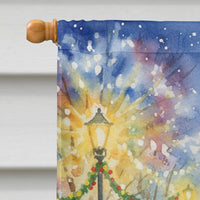 Spotted Tabby Brown Cat with Santa Claus House Flag