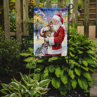 Spotted Tabby Brown Cat with Santa Claus Garden Flag