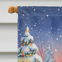 Ticked Tabby Brown Cat with Santa Claus House Flag