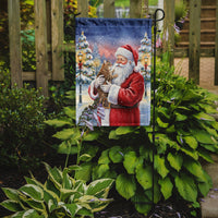 Ticked Tabby Brown Cat with Santa Claus Garden Flag