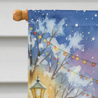 Tortoiseshell Cat with Santa Claus House Flag