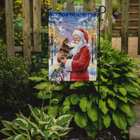 Tortoiseshell Cat with Santa Claus Garden Flag