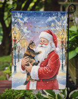 Tortoiseshell Cat with Santa Claus Garden Flag
